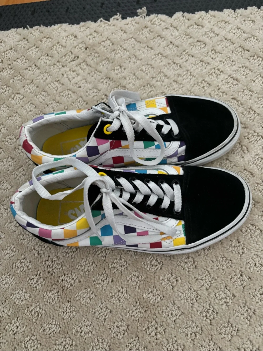 Vans Rainbow Check Sneakers with Black Toe Cap